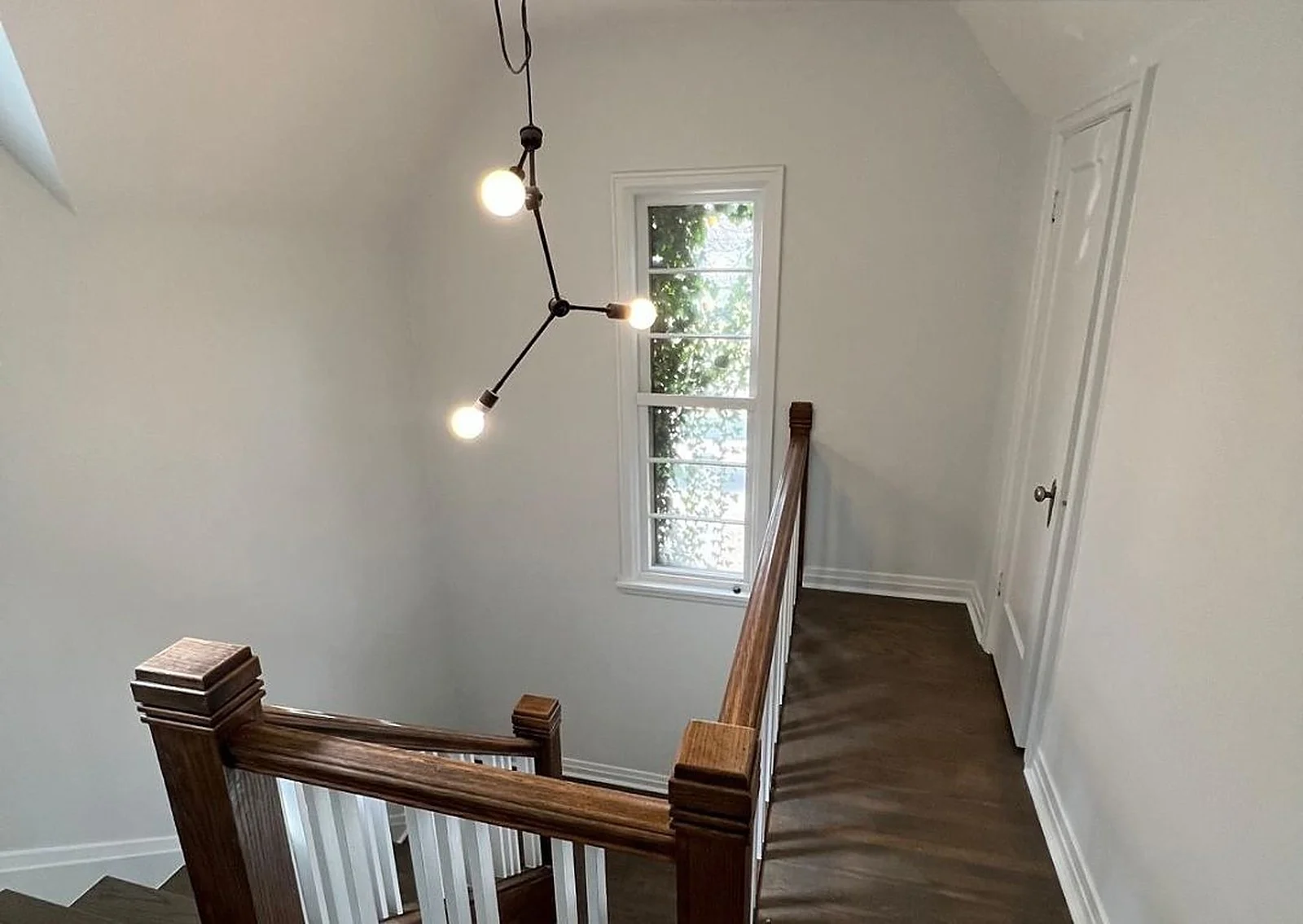 Stairwell painted after wallpaper removal