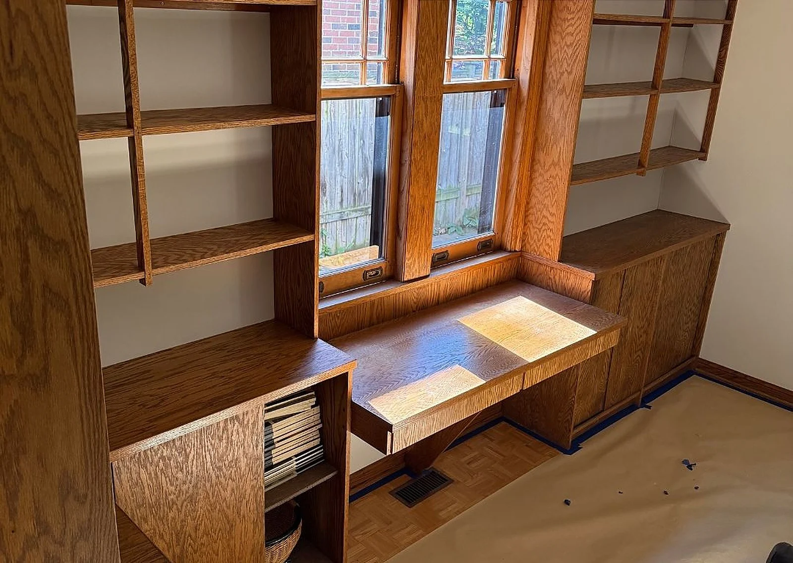 Before: Built-ins, Oak built-ins, painted white