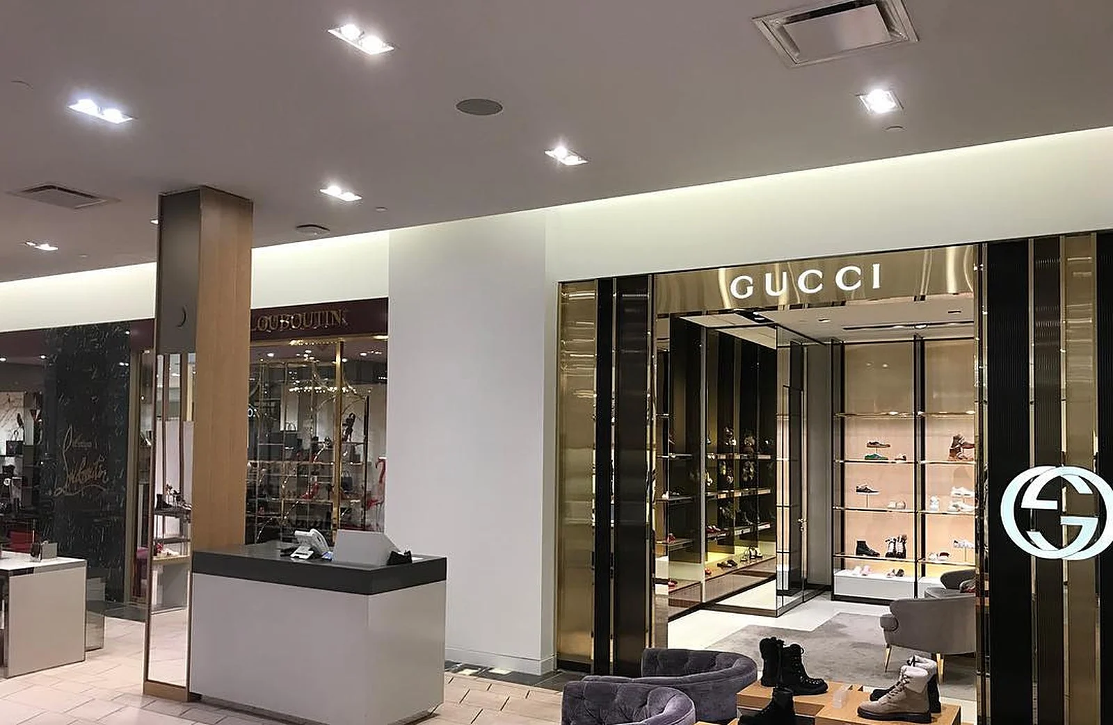 Gucci boutique at Holt Renfrew, freshly painted retail interior