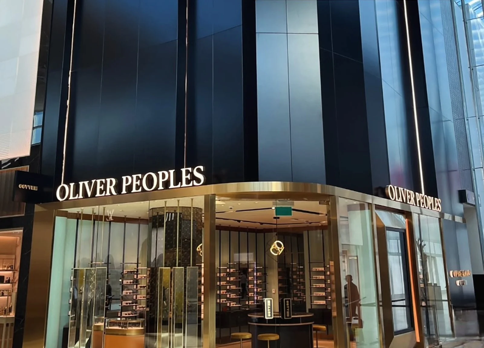 AFTER: Oliver Peoples storefront, Yorkdale, black panel exterior