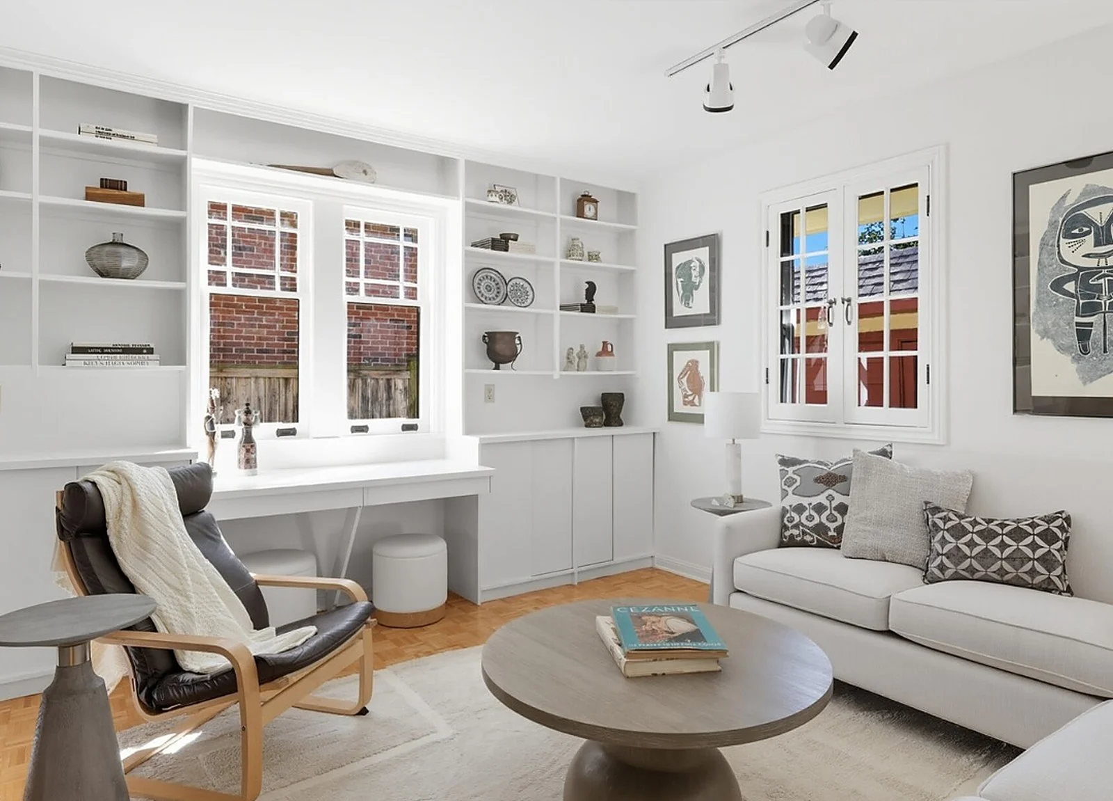 AFTER: study with built-ins painted white, staged