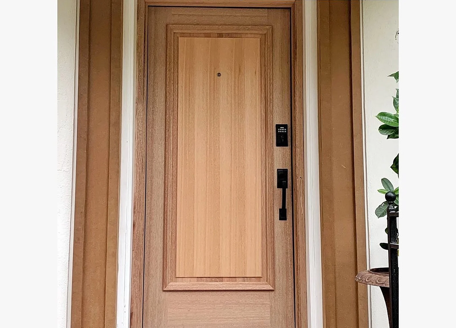 BEFORE: new natural mahogany front door