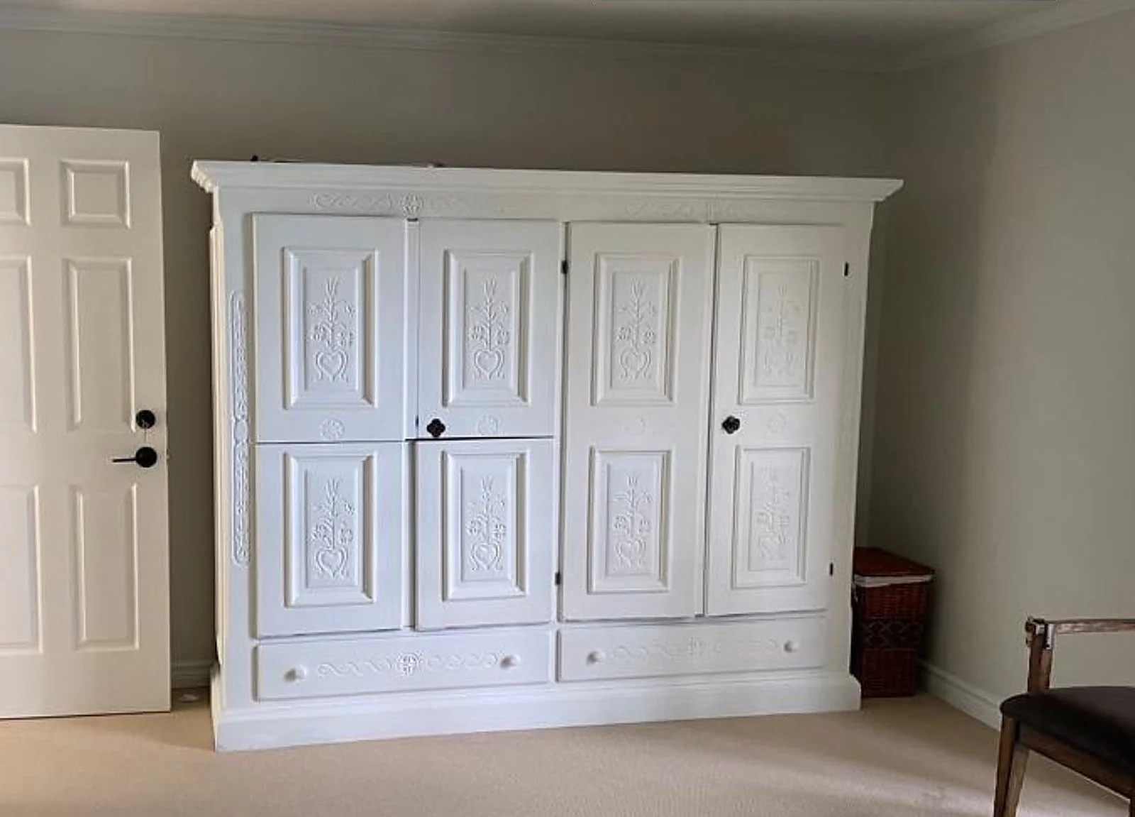 AFTER: armoire painted white