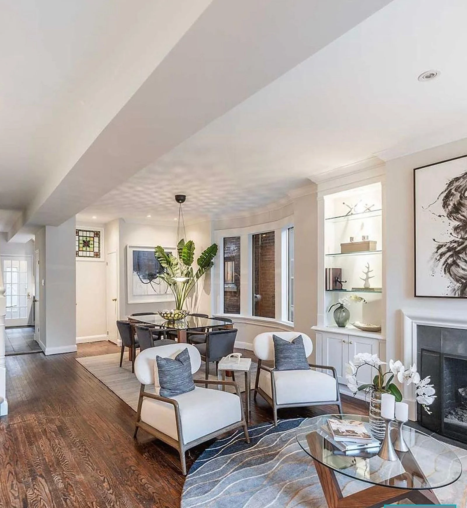 Riverdale living room with fireplace after painting