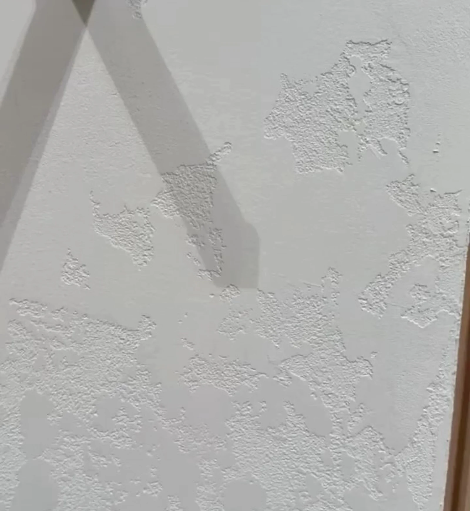Close-up of textured faux-concrete/plaster paint finish on wall