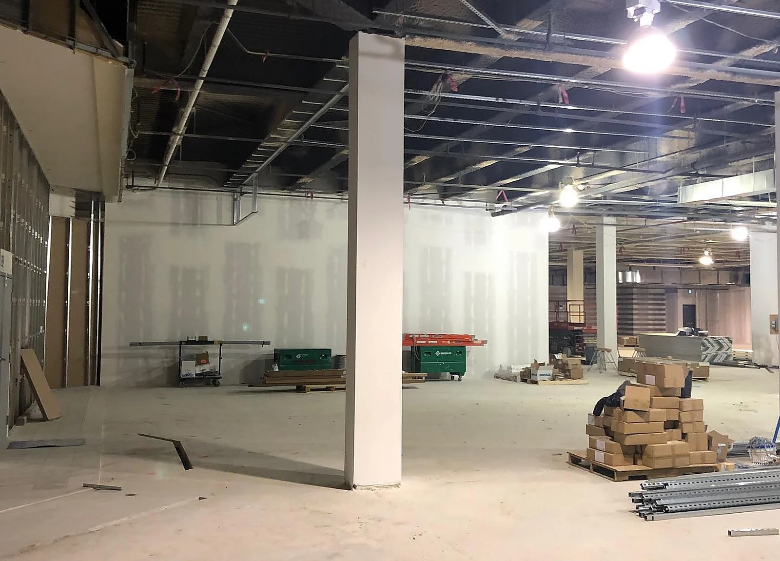 BEFORE: Ardene space under construction, raw drywall