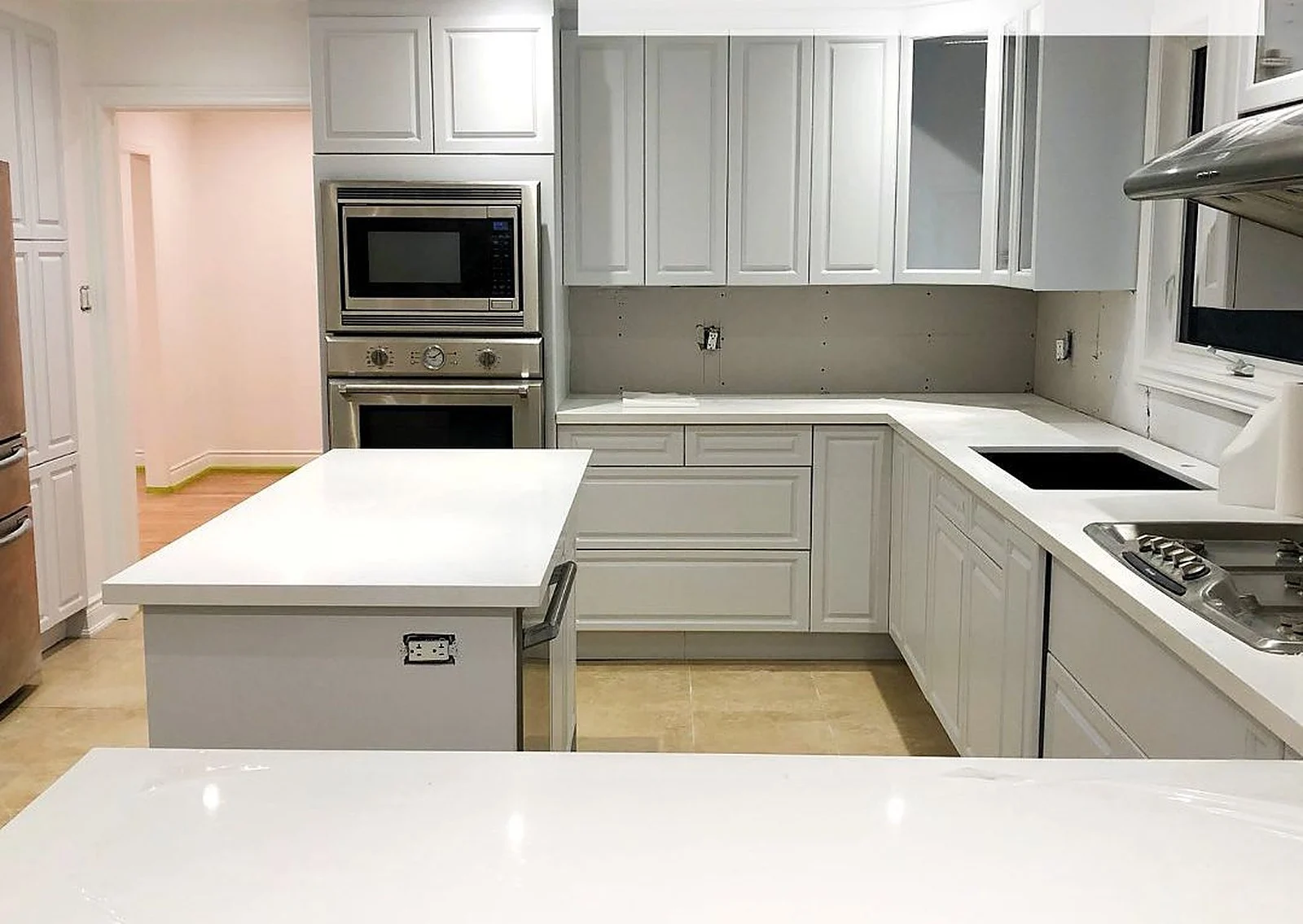 Burlington kitchen with cabinets sprayed white