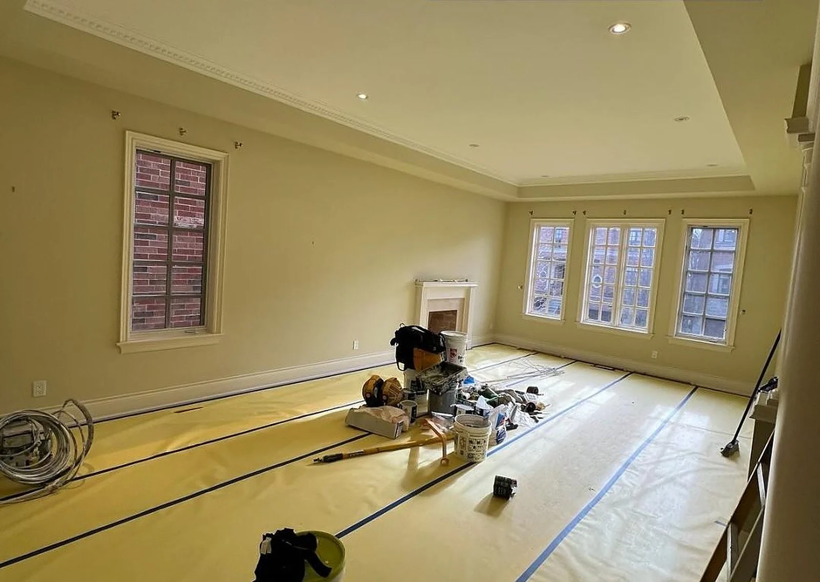 Before: Living room, Olive green to bright and open