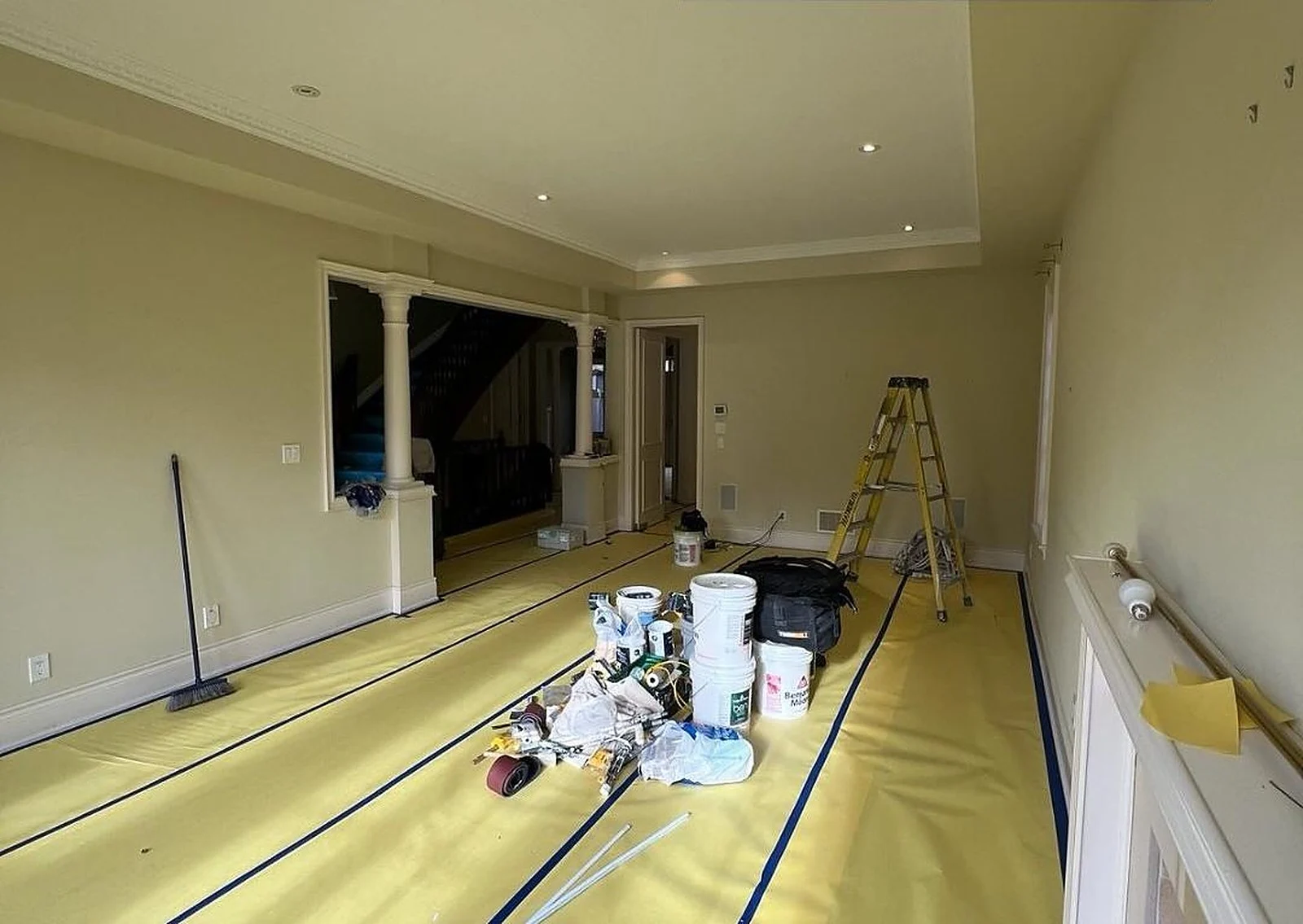Before: Living & dining, Olive green to bright and open